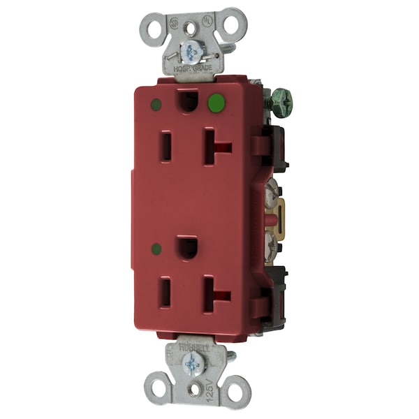 Straight Blade Receptacle, 5-20R, 20 A, 125V AC, 2 Pole, 3 Wire, Flush Mount, Grounded
